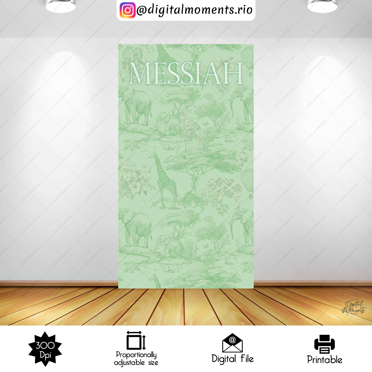 Safari Toile de Jouy 4x7 Baby Shower Custom Backdrop, Digital file only | Custom Digital Download for Kids Party or Event