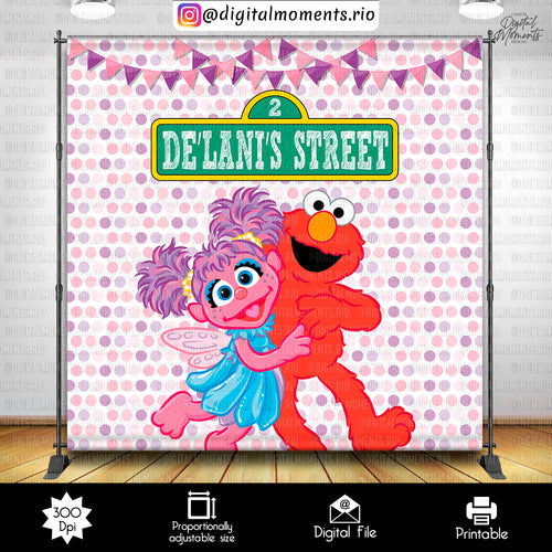 Diseño de fondo personalizado del cumpleaños mundial de Elmo 8x8, solo archivo digital