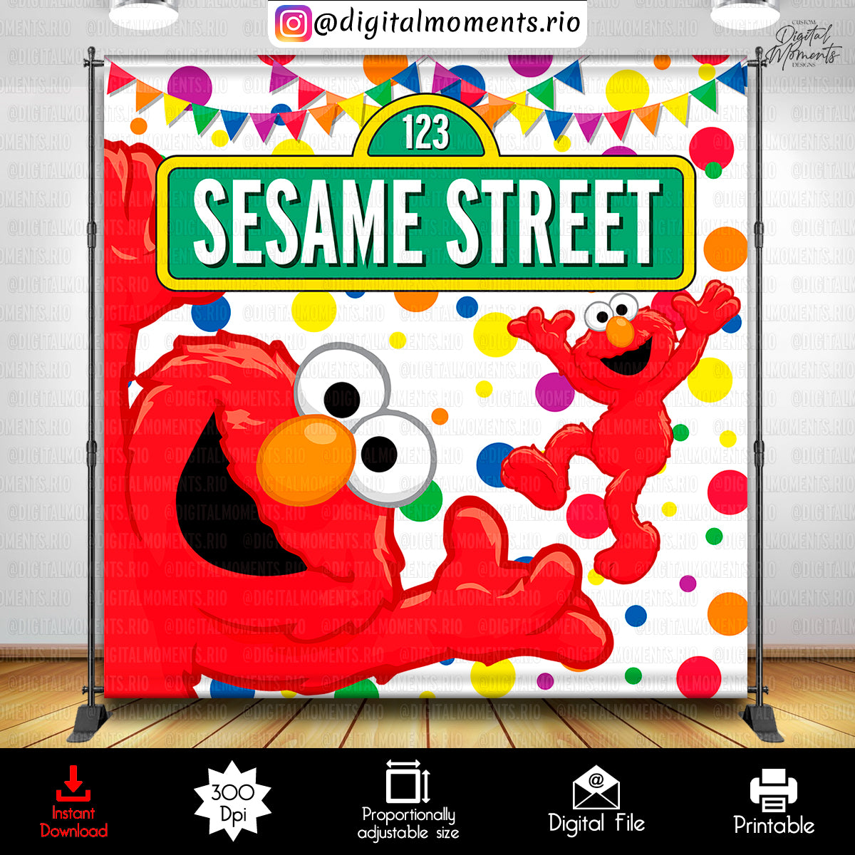 Sesame Street 8x8 Digital Backdrop Design, Instant Download | Digital Download for Events