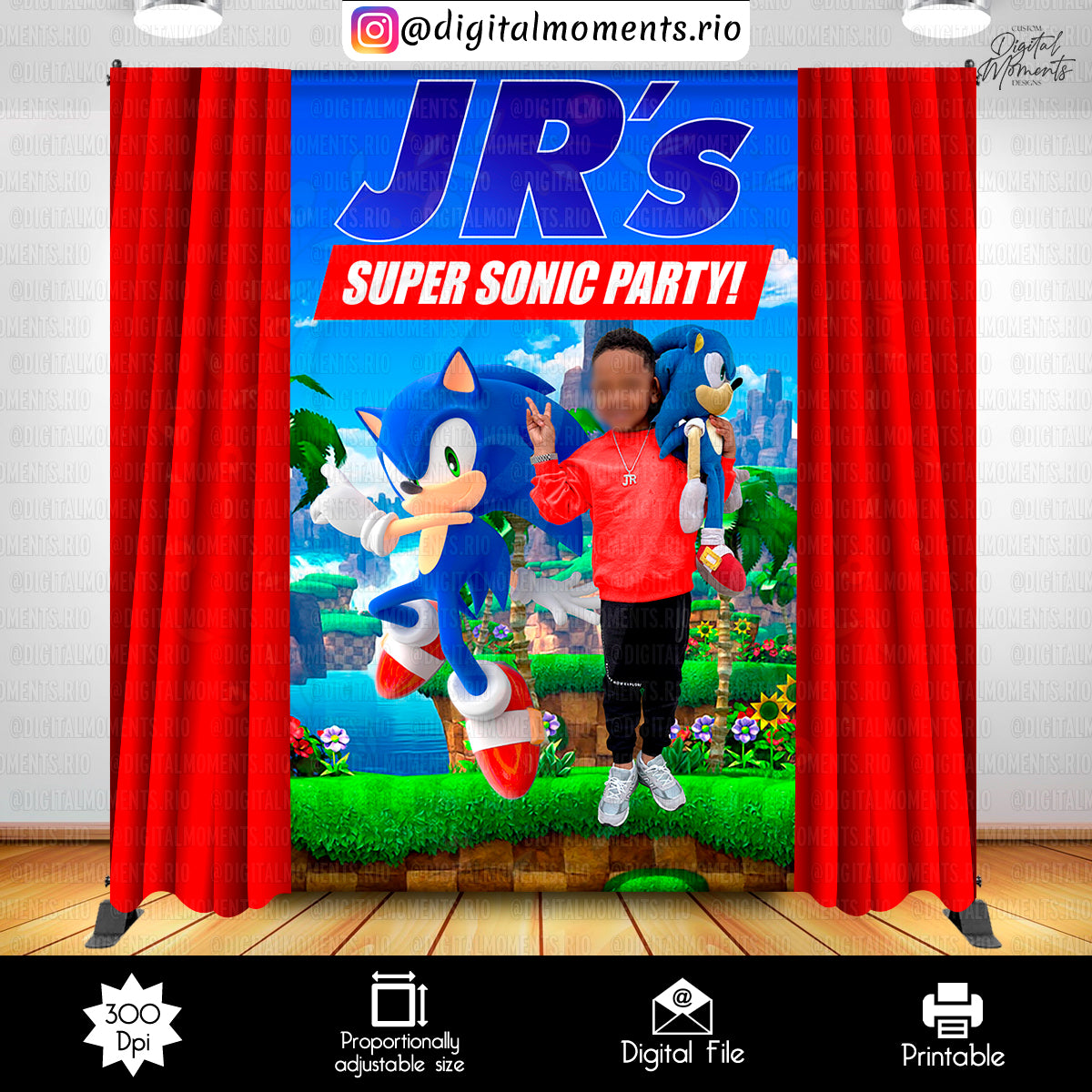 Sonic 5x8 Custom Backdrop Design, Custom Digital File | Digital Download for Events for Events. 5x8, arts, backdrop, backdrop-sign, celebra…