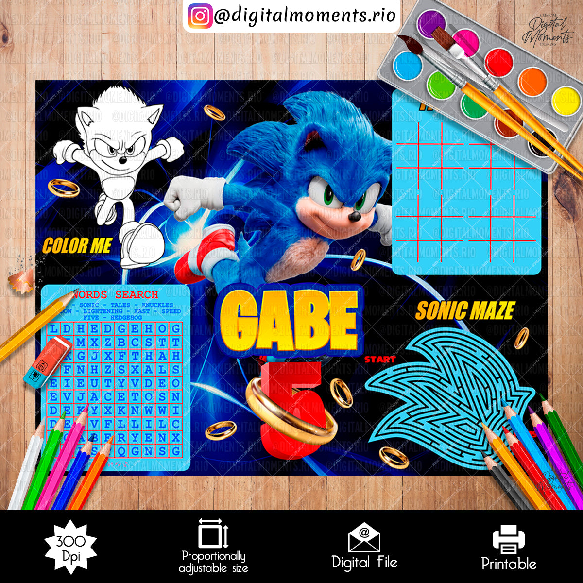 Sonic Activity Sheet Custom Design, DIGITAL FILE ONLY | Digital Download for Events for Events. activity, arts, celebration, custom, design,…