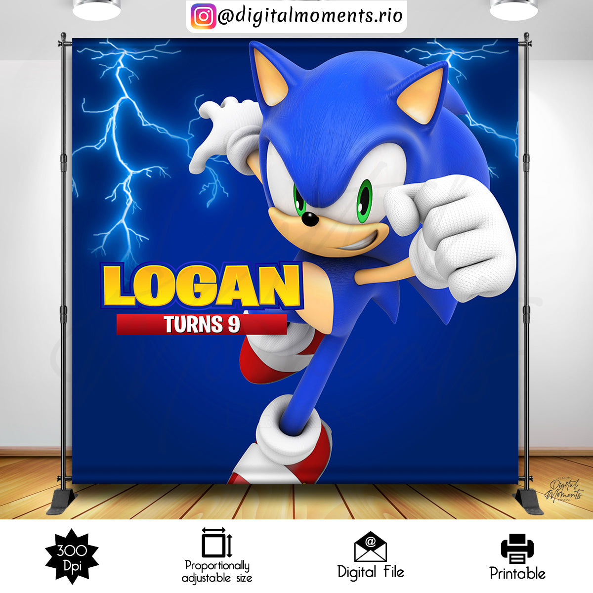 Fondo personalizado Sonic 8x8, solo archivo digital