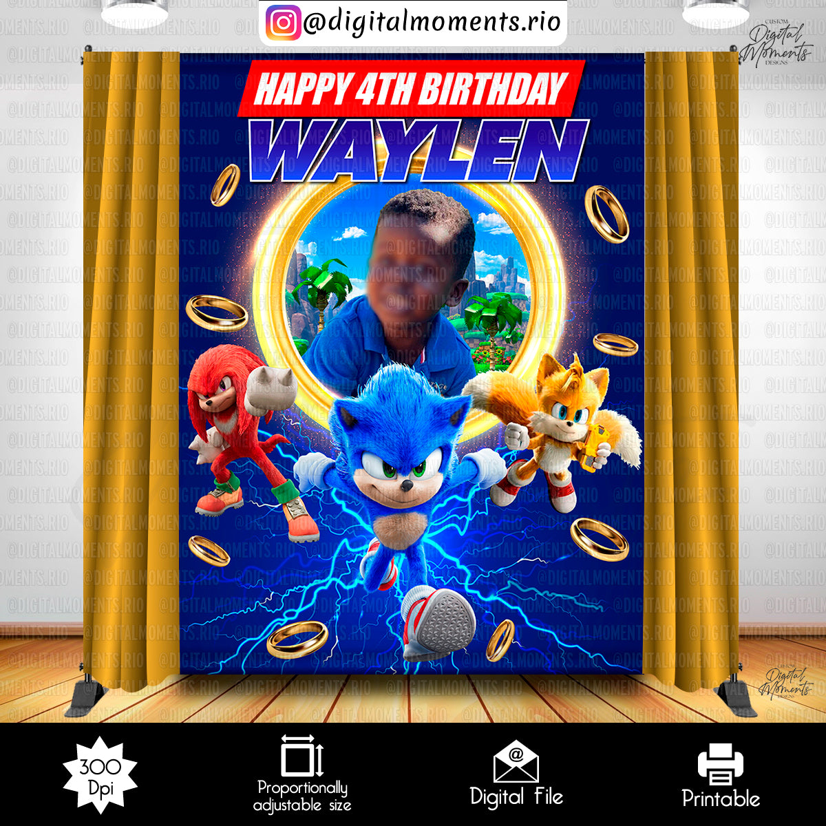 Sonic 6x8 Custom Backdrop Design, Custom Digital File | Digital Download for Events for Events. 6x8, arts, backdrop, backdrop-sign, celebrat…