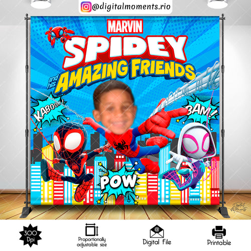Spidey And Friends Marvin 8x8 2, events, custom, picture, spidey, 8x8, friends, backdrop