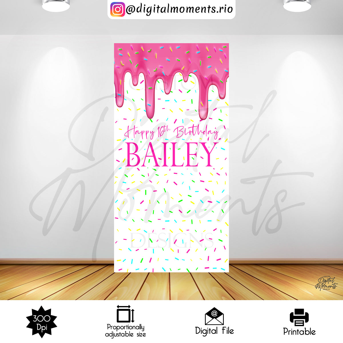 Sweet Sixteen Bailey 4x7 2, events, candyland, sweet, custom, panel, design, 4x7