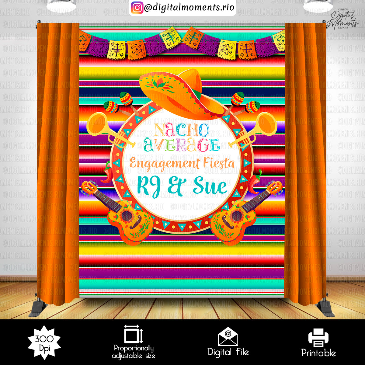 Taco Average Engagement 6x8 Custom Backdrop Design, Digital file only | Custom Digital Download for Kids Party or Event