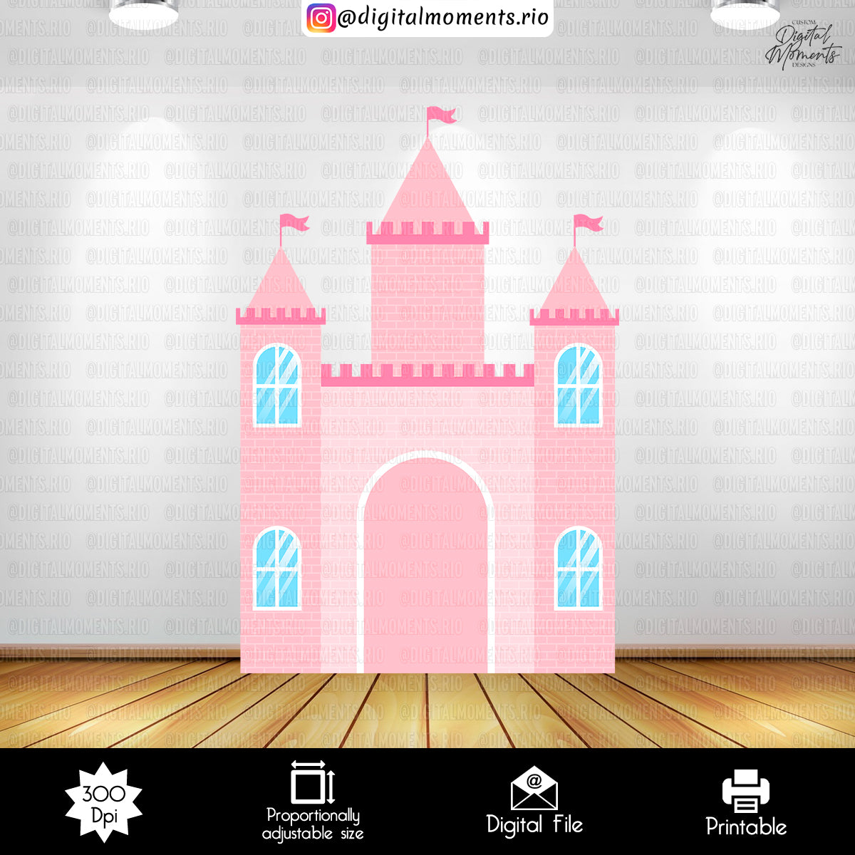 Pink Princess Castle 4x6 Panel Custom Design, Custom Digital File | Digital Download for Events. 4x7, arts, backdrop, backdrop-sign, castle,…