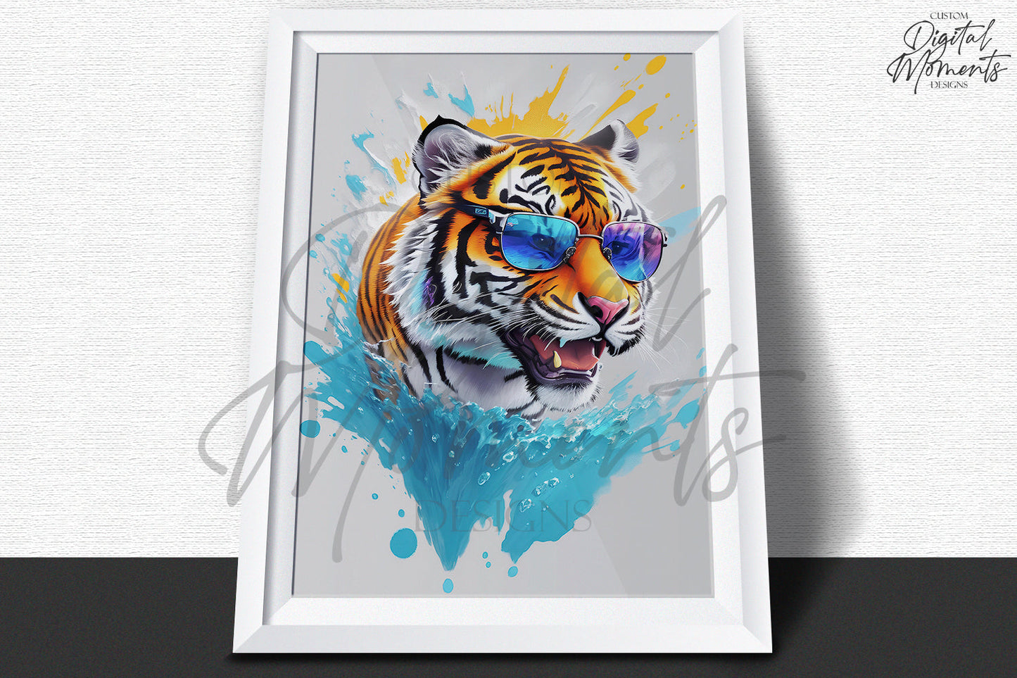 Tiger with sunglasses Poster, Splash Art, Wall Art - INSTANT DOWNLOAD | Digital Download for Events - Instant Digital Download