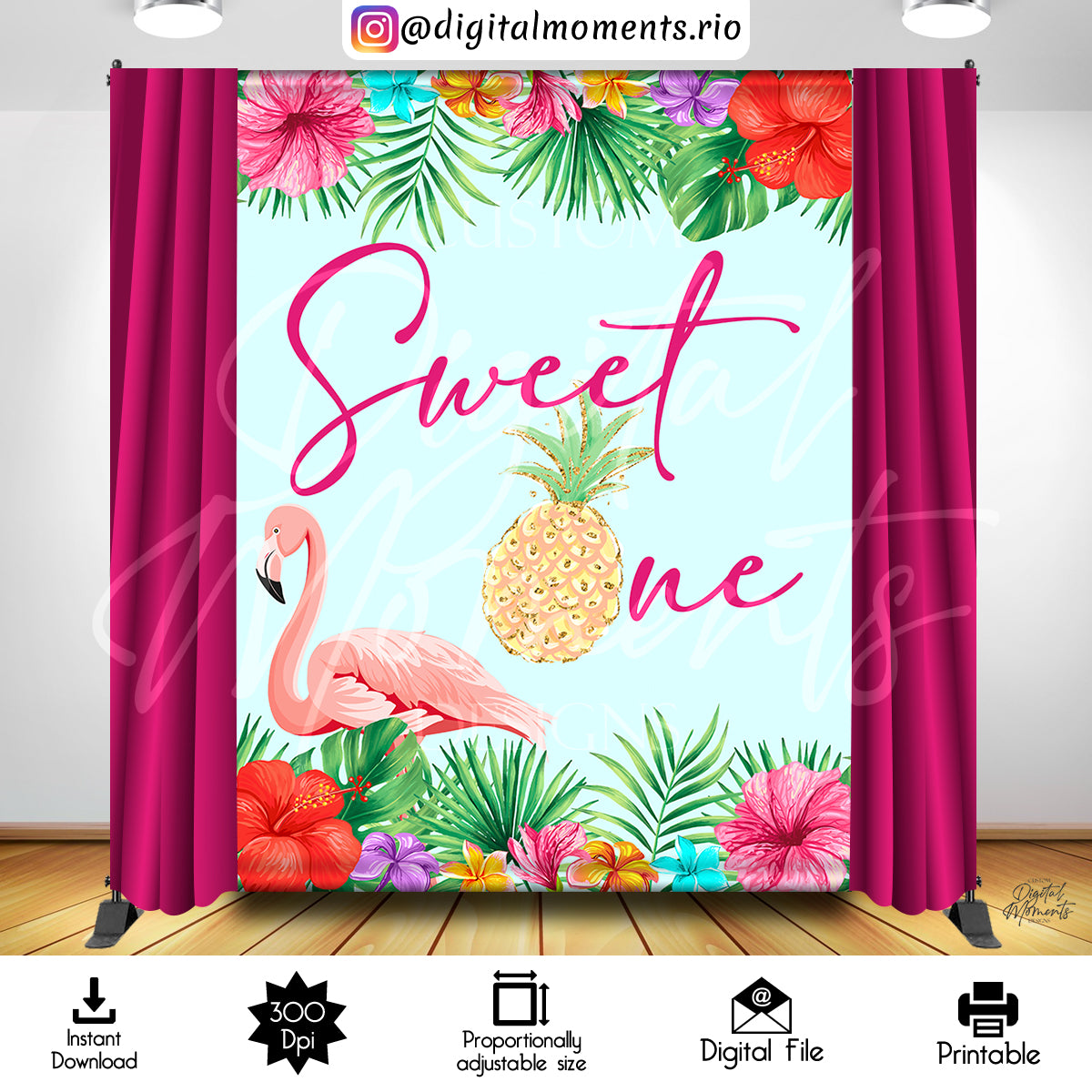 Tropical Sweet One 6x8 Instant, events, tropical, 6x8, backdrop, design, instant