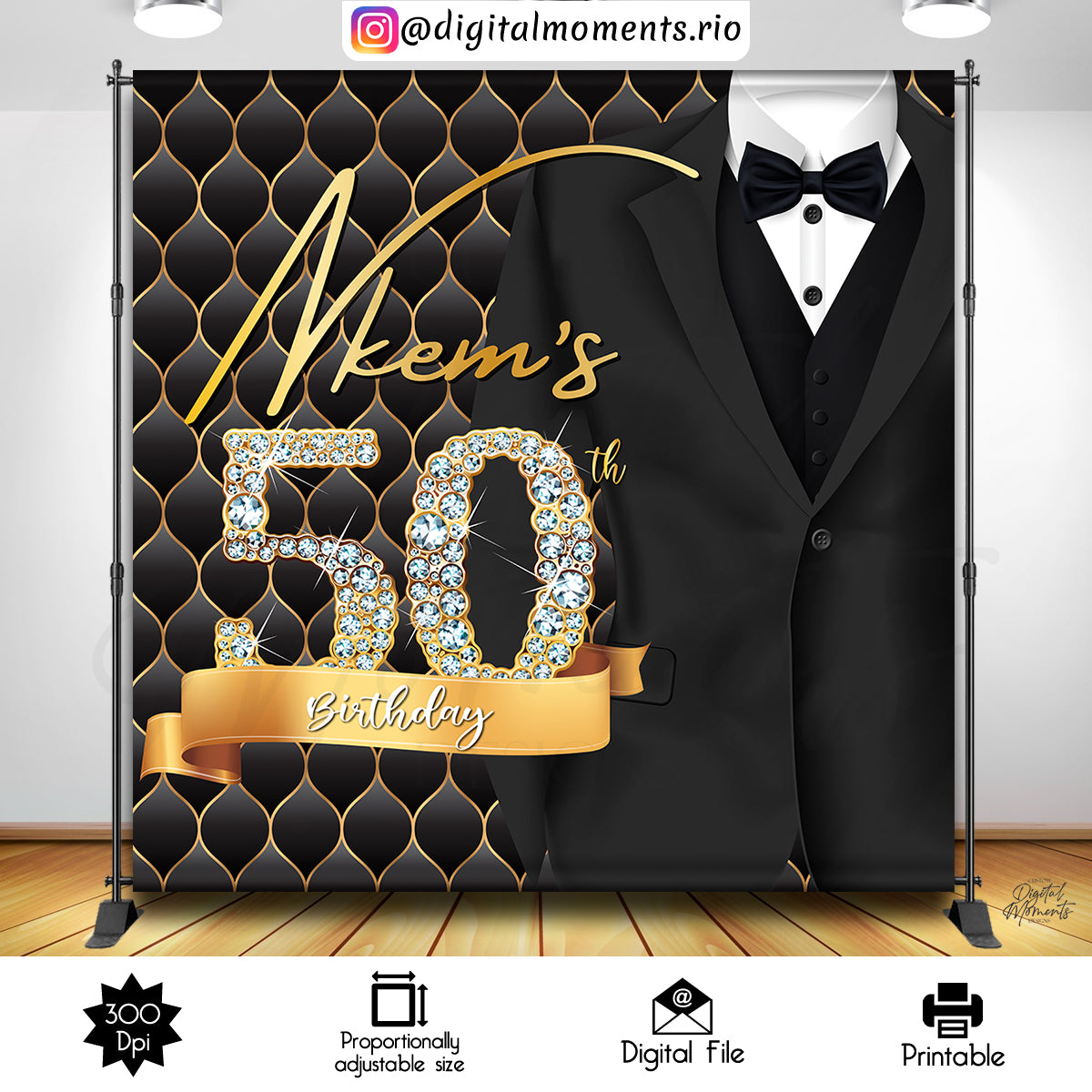 Tuxedo 8x8 Custom Backdrop, Custom Digital File | Digital Download for Events for Events. 8x8, arts, backdrop, backdrop-sign, celebration, c…