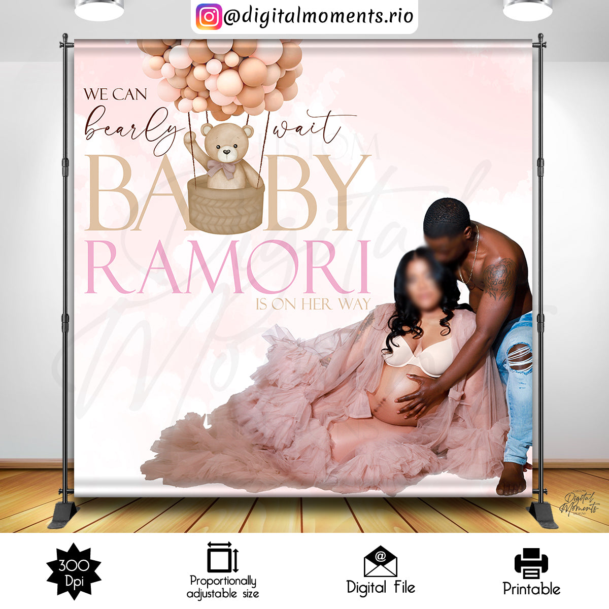 Teddy Bear Balloon Ramori 7x7, events, custom, picture, 8x8, bear, teddy, backdrop