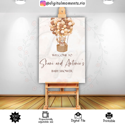 Teddy Bear Balloon Sign 24x36 Belladonna, events, welcome, custom, 24x36, sign, bear, teddy, design