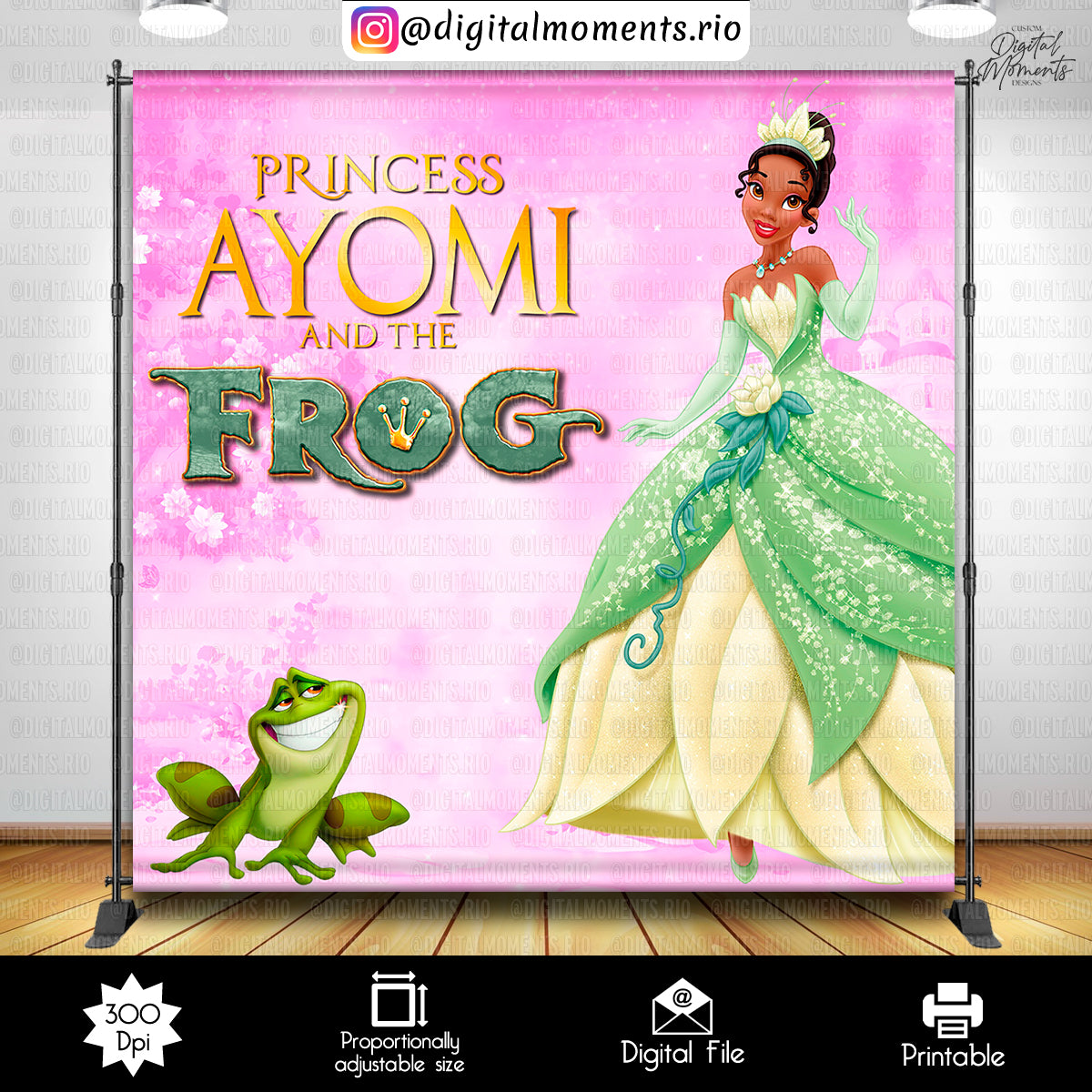 Princess Tiana 8x8 Custom Backdrop, Custom Digital File | Digital Download for Events for Events