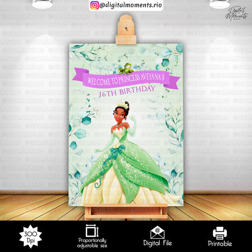 Princess Tiana 24x36 Welcome Sign Custom Design, Custom Digital File | Digital Download for Events for Events