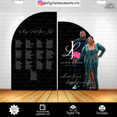 Wedding Latoya 14x14 4, wedding, events, seating, welcome, custom, chart, panel, sign, wall, design