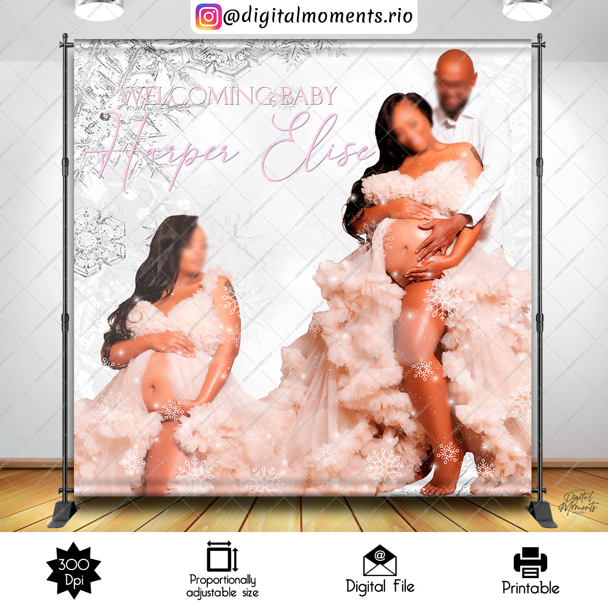 Winter Wonderland 8x8 Custom Backdrop with 2 pictures, Custom Digital File | Digital Download for Events for Events