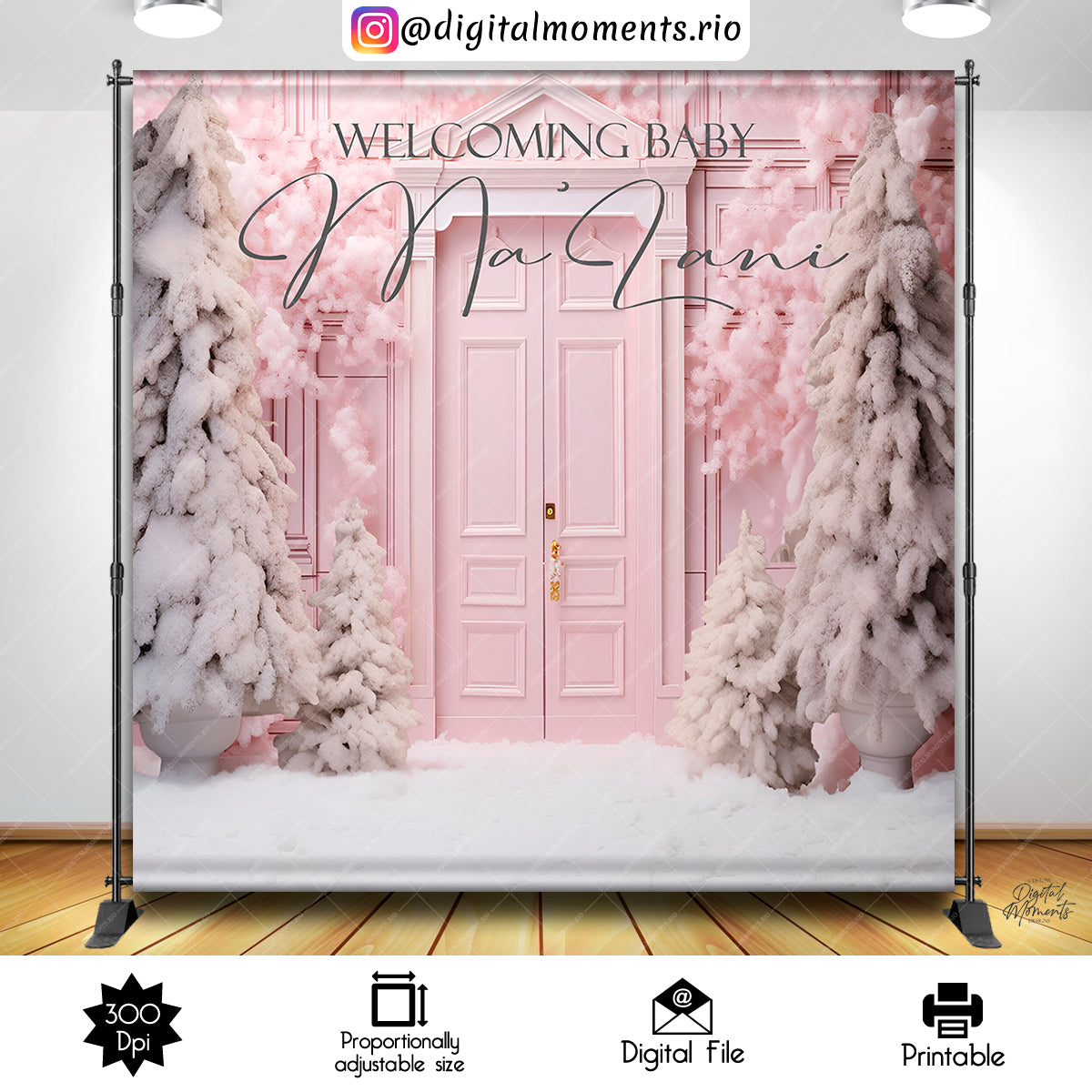 Winter Wonderland Pink And White 8x8 Malani, events, custom, wonderland, 8x8, winter, backdrop