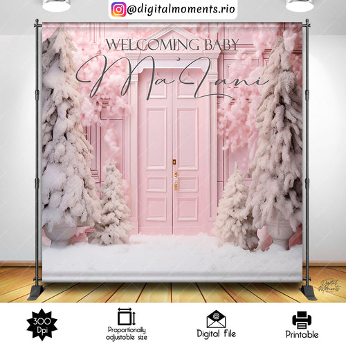 Winter Wonderland Pink And White 8x8 Malani, events, custom, wonderland, 8x8, winter, backdrop