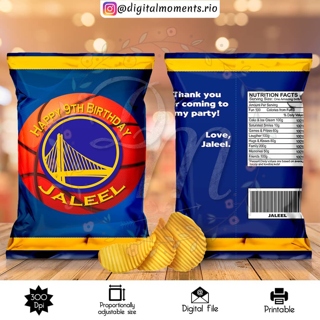 Golden State Wariors Custom Chip Bag, Custom Digital File | Digital Download for Events for Events. arts, bag, celebration, chip, custom, di…