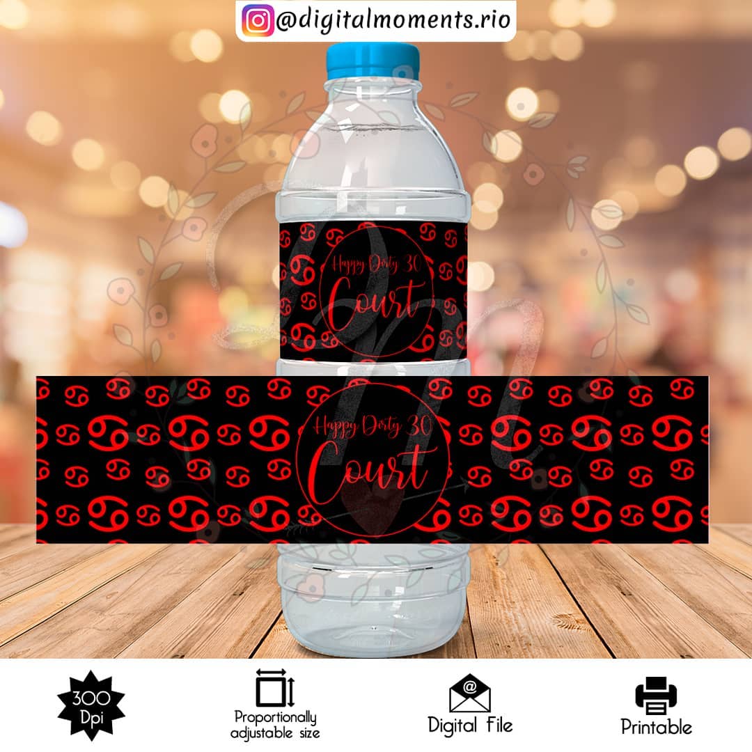 Dirty 30 Custom Water Bottle Label, Custom Digital File | Digital Download for Events for Events. 30, arts, bottle, celebration, custom, dig…