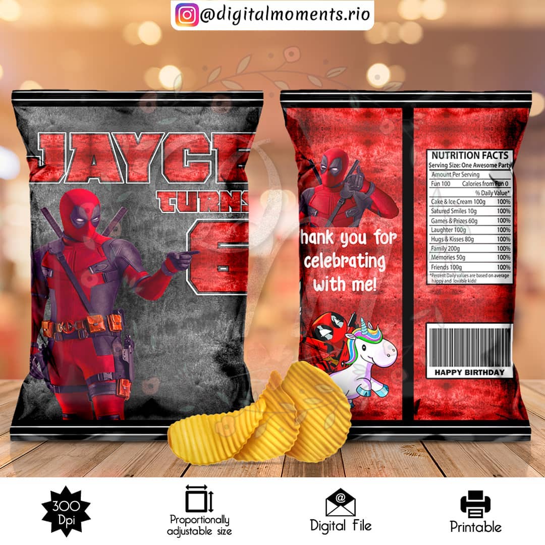 Deadpool Custom Chip Bag, Custom Digital File | Digital Download for Events for Events. arts, bag, celebration, chip, custom, deadpool, digi…