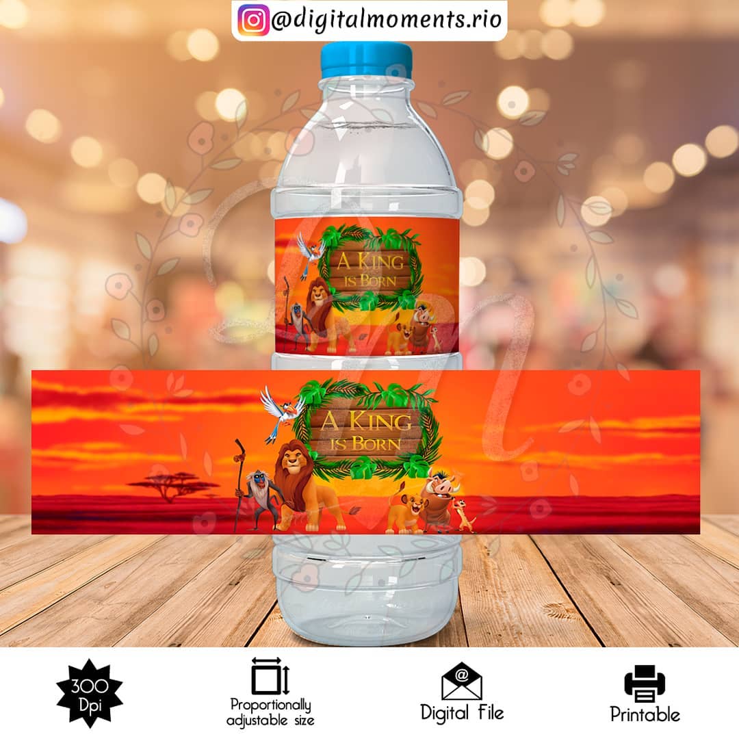 Lion King Custom Water Bottle Label, Custom Digital File | Digital Download for Events for Events. arts, bottle, celebration, custom, digita…