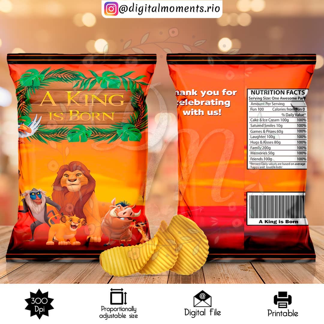 Lion King Custom Chip Bag, Custom Digital File | Digital Download for Events for Events. arts, bag, celebration, chip, custom, digital, digi…