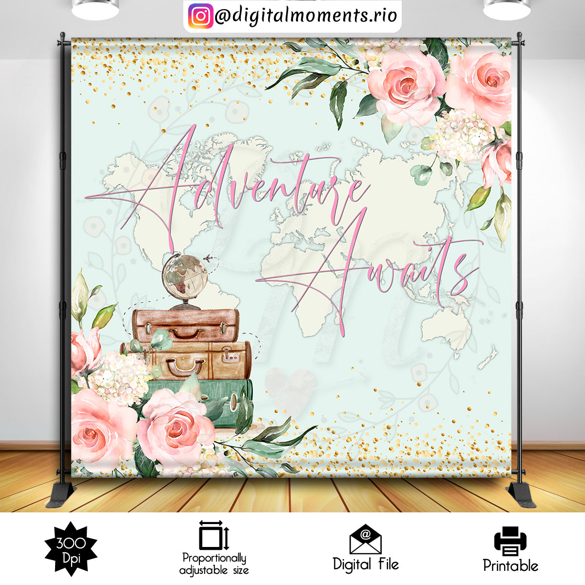 Adventure Awaits 8x8, events, custom, adventure, 8x8, awaits, backdrop