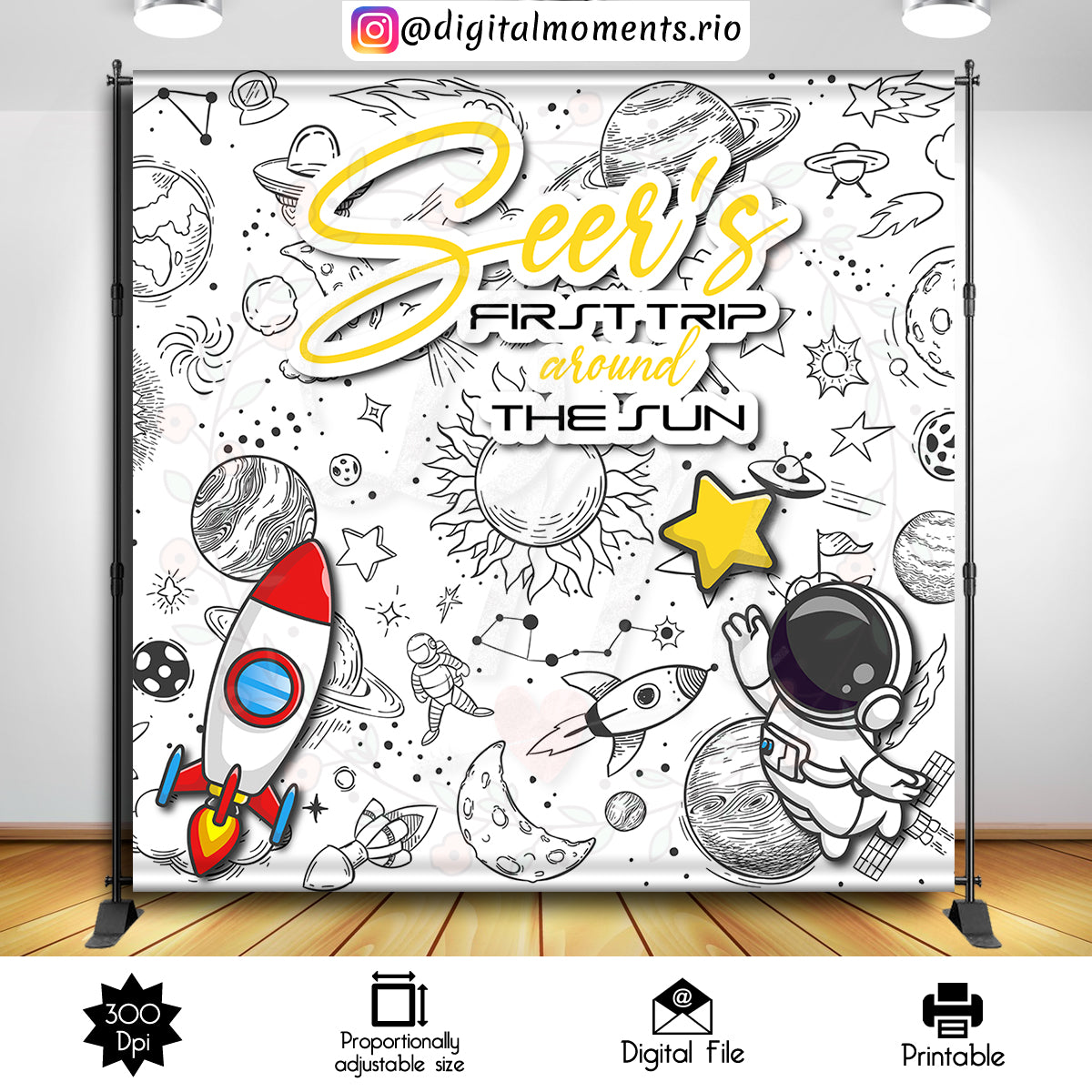 Around The Sun 8x8, events, custom, astronaut, 8x8, backdrop