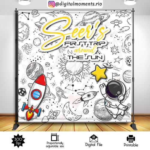 Around The Sun 8x8, events, custom, astronaut, 8x8, backdrop