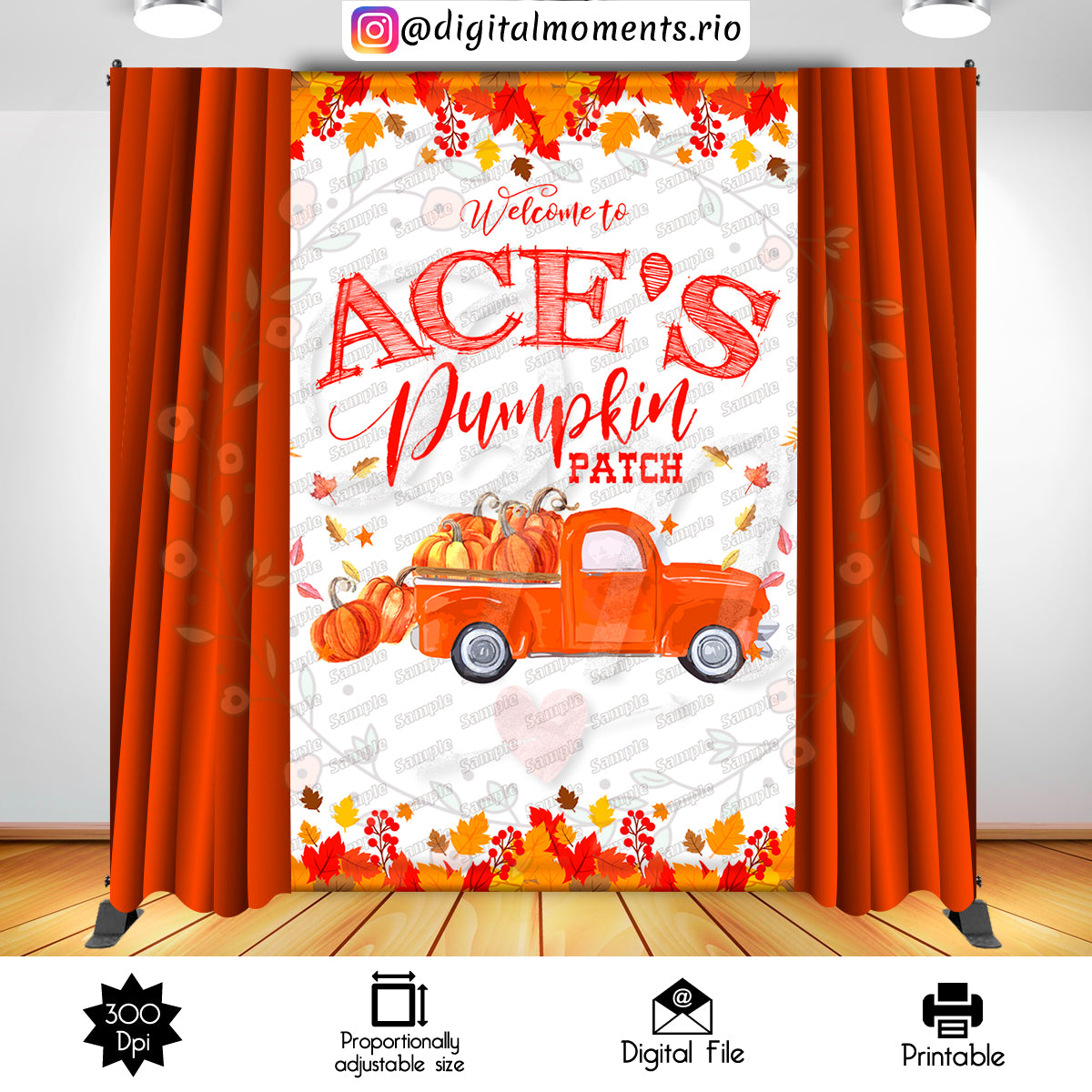 Pumpkin Patch 5x8 Custom Backdrop, Digital file only | Custom Digital Download for Kids Party or Event