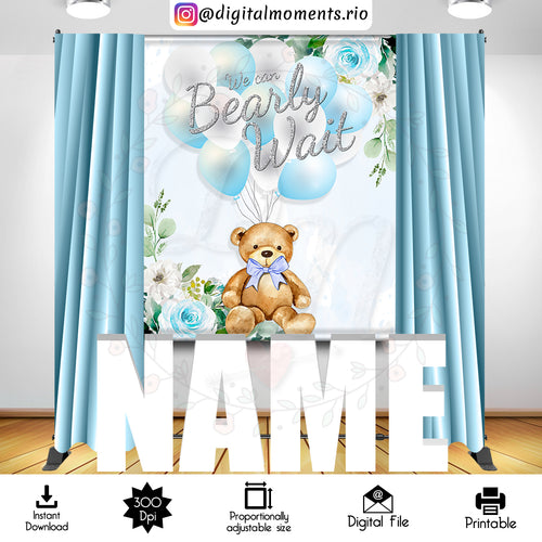 Bearly 5x6 Instant 02, events, blue, 5x6, bear, teddy, silver, backdrop, design, instant