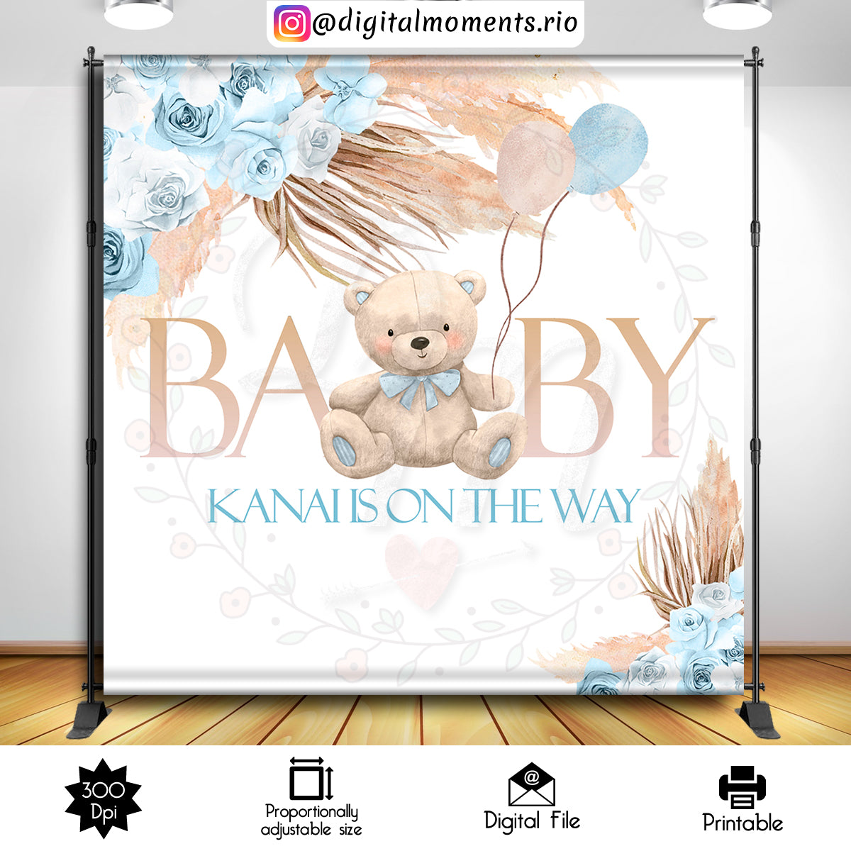 Teddy Bear 8x8 Custom Backdrop, Digital file only