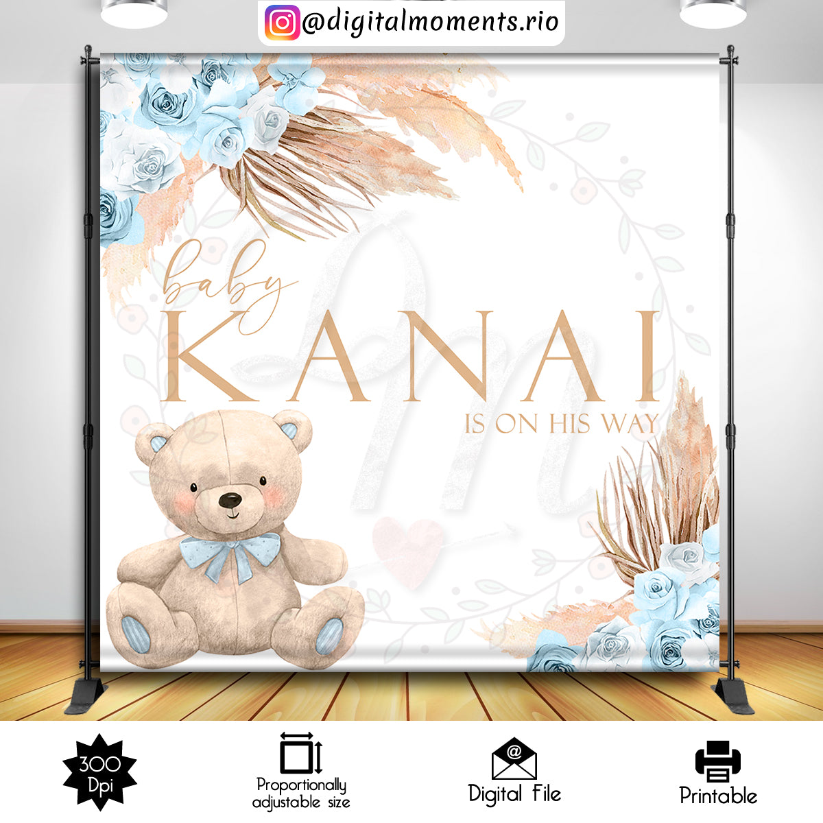 Teddy Bear 8x8 Custom Backdrop, Digital file only