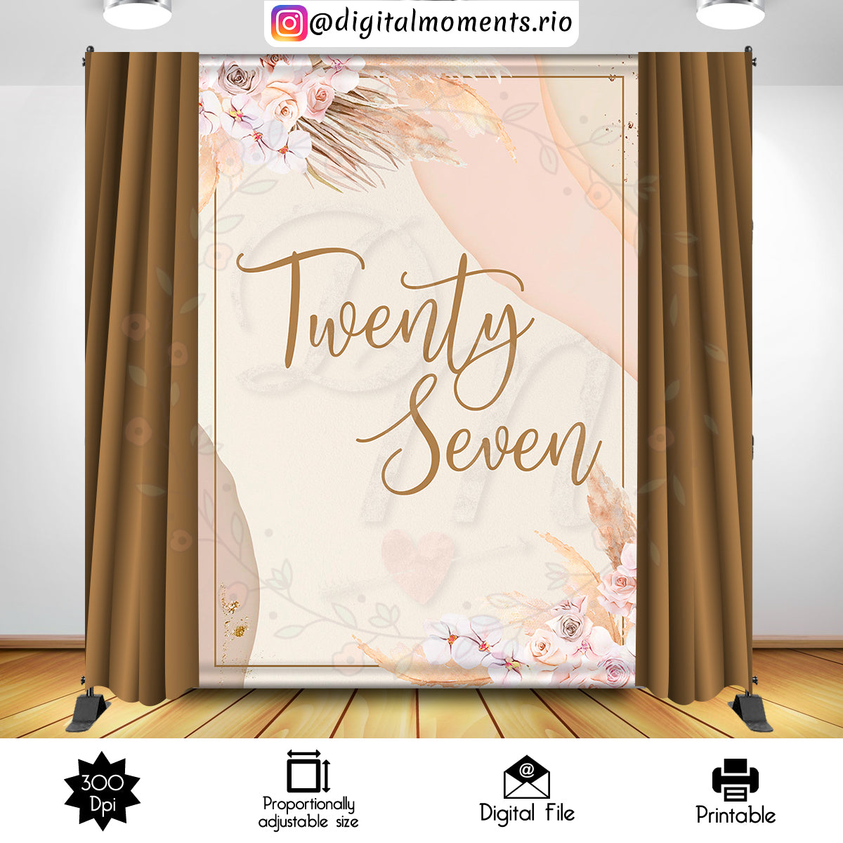 Pampas Boho 5x7 custom backdrop, Digital file only | Custom Digital Download for Kids Party or Event