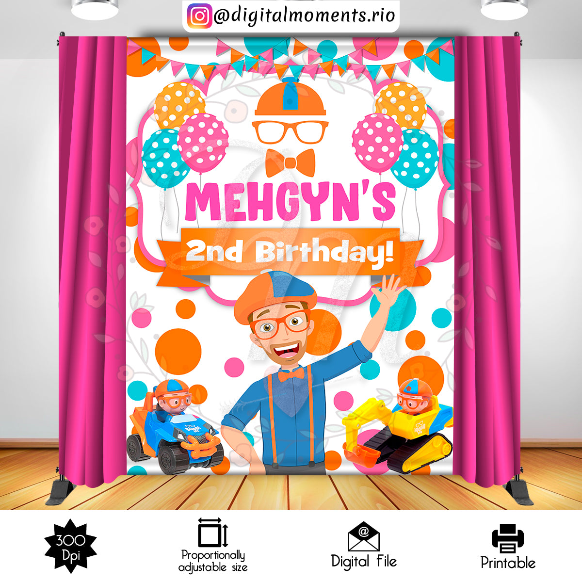 Blippi 6x8 Custom Backdrop, Custom Digital File | Digital Download for Events for Events. 6x8, arts, backdrop, backdrop-sign, blippi, celebr…