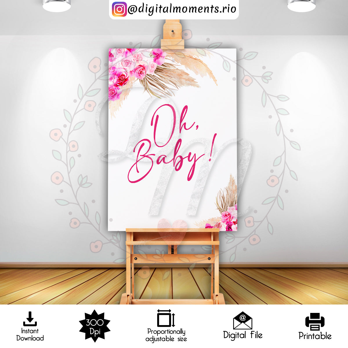 Boho 6x8 Digital Backdrop Design, Instant Download | Digital Download for Events - Instant Digital Download