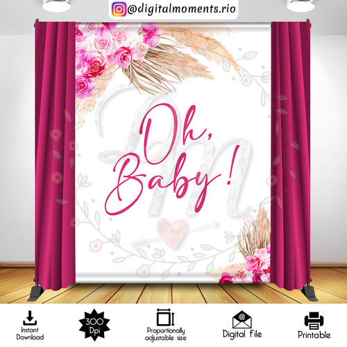 Boho Oh Baby 6x8 Instant_b9d95e63 505d 498b 95be 07b9f2bdc98a, boho, events, 6x8, backdrop, design, instant
