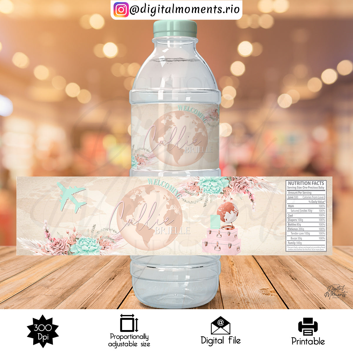 Custom Water Bottle Label Design - Digital File | Digital Download for Events for Events