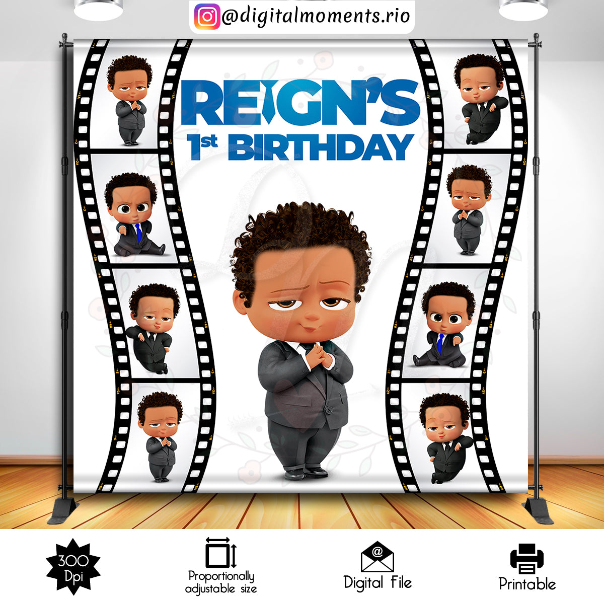 Boss Baby 8x8 Custom Backdrop, Digital file only | Custom Digital Download for Kids Party or Event