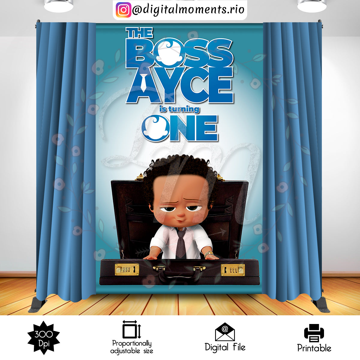 Boss Baby 5x8 Custom Backdrop, Digital file only | Custom Digital Download for Kids Party or Event