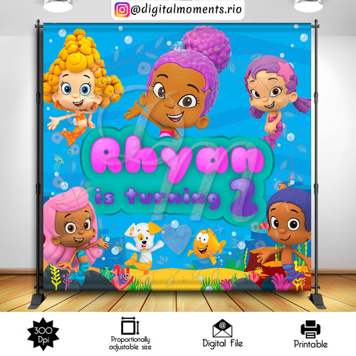 Bubble Guppies   4x4 2, events, custom, backdrop, 8x8, bubble, guppies