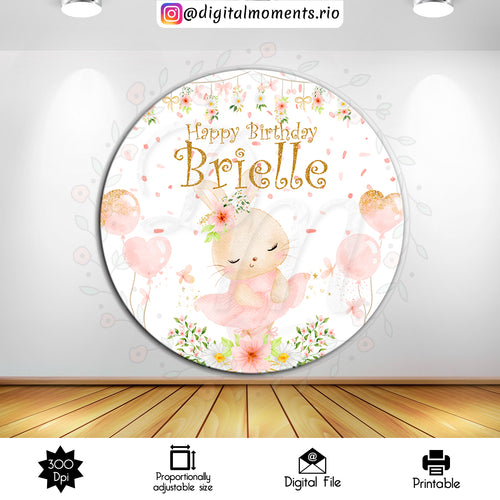 Bunny Ballerina 3x3, events, custom, backdrop, bunny, ballerina, 6x6