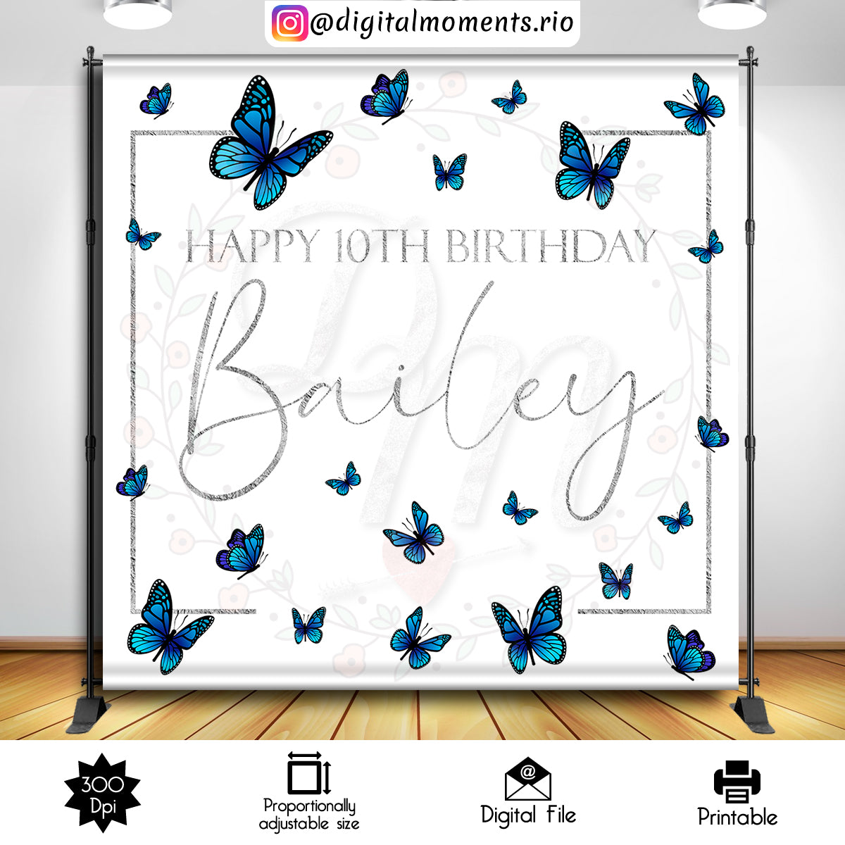 Butterflies 8x8 custom backdrop, Digital file only