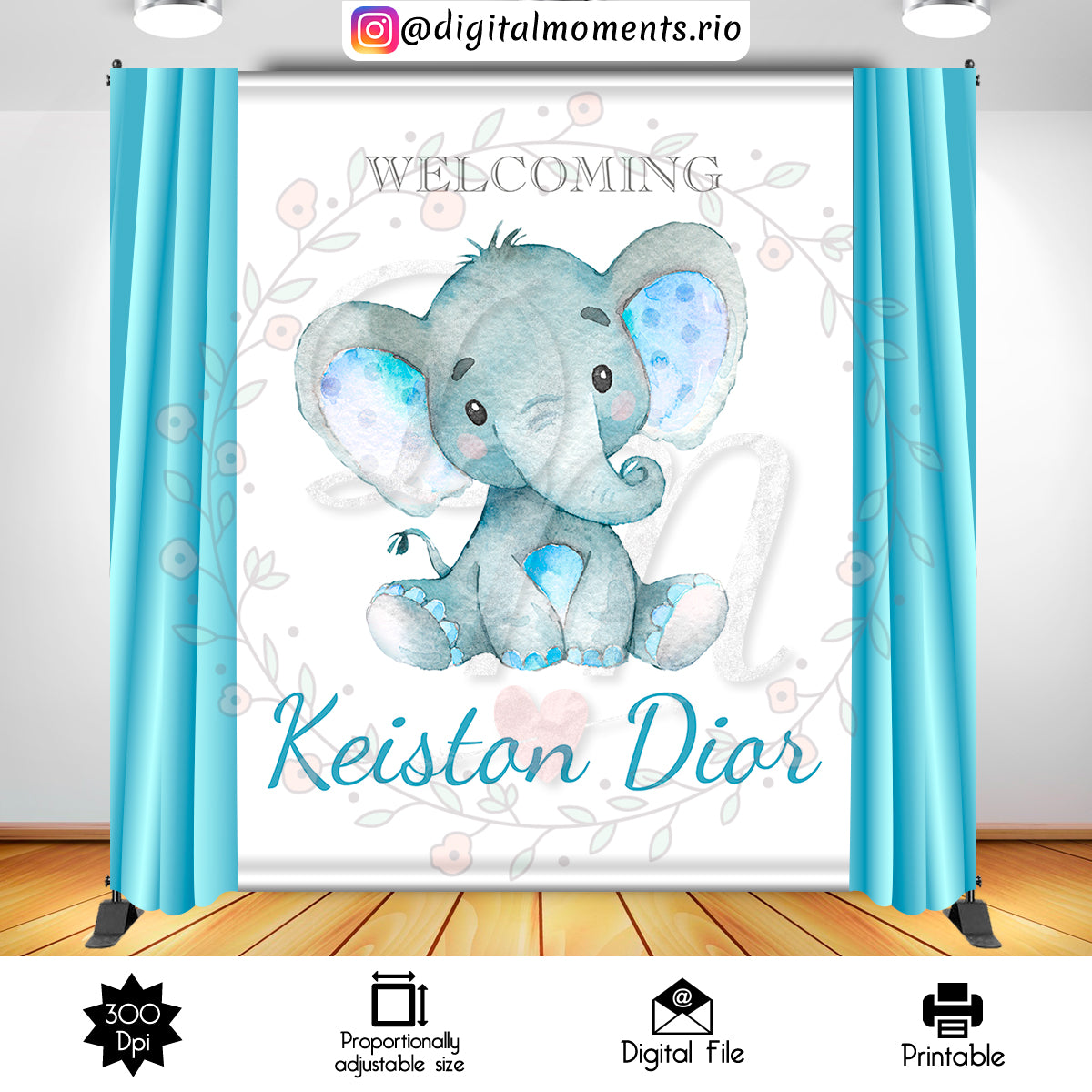 Baby Keiston 6x8, events, custom, baby, elephant, backdrop, 6x8