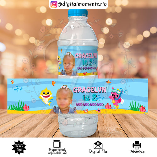Baby Shark Water Label   8_35x2_08, events, bottle, custom, baby, picture, label, water, shark