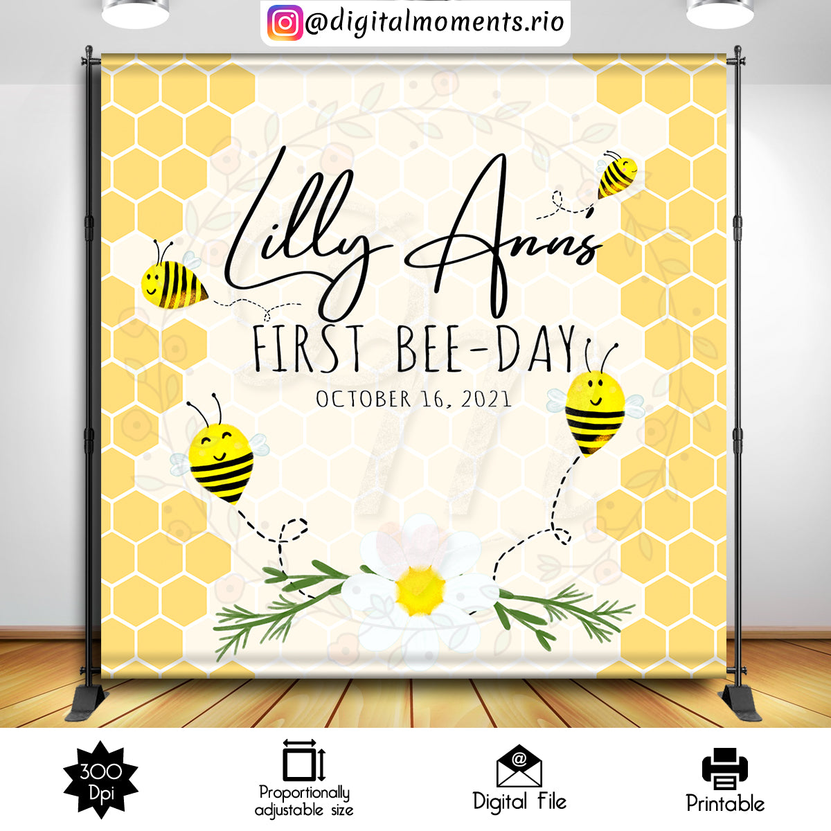 Bee 8x8 custom backdrop, Custom Digital File | Digital Download for Events for Events. 8x8, arts, backdrop, backdrop-sign, bee, celebration,…