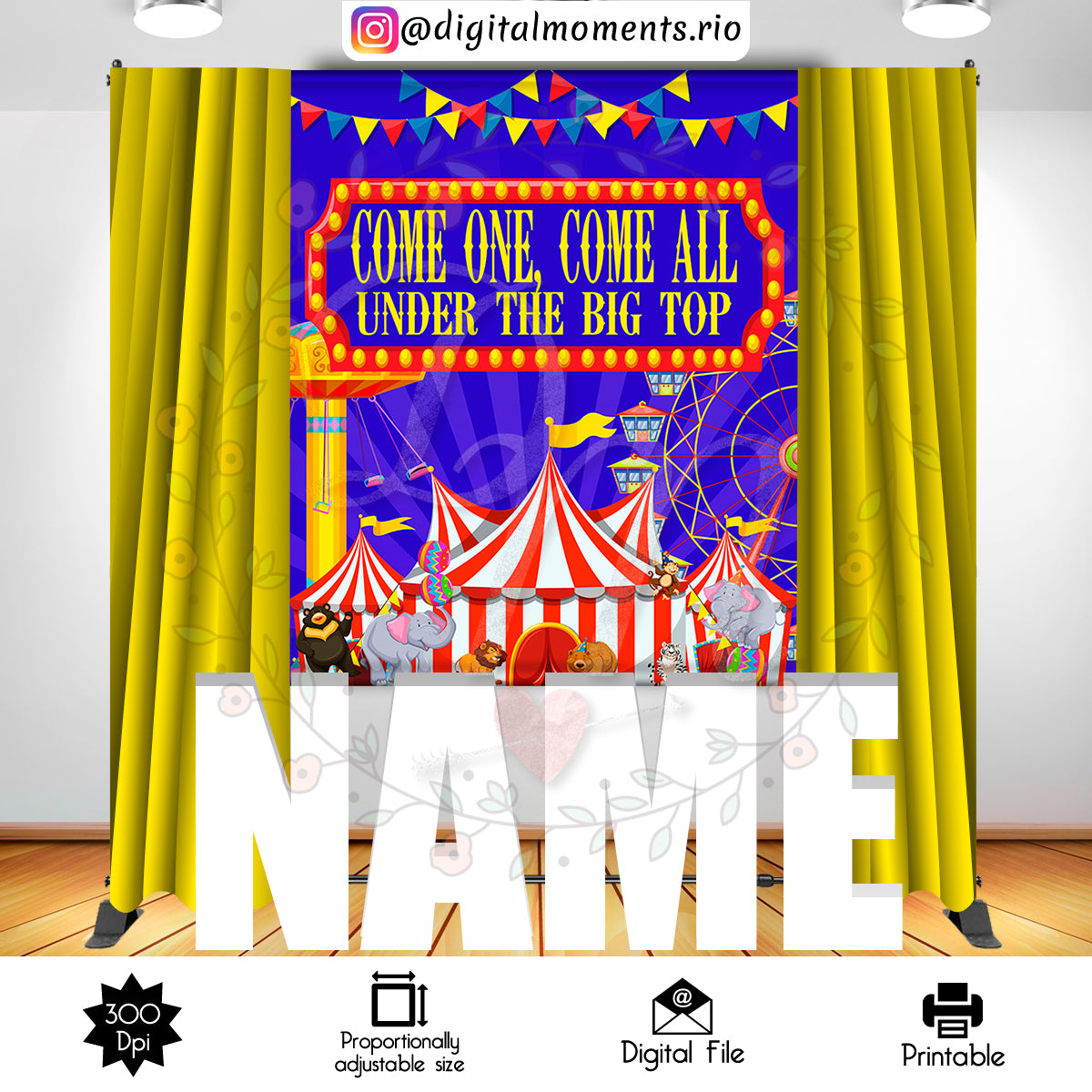 Carnival 5x6 Custom Backdrop, Digital file only | Custom Digital Download for Kids Party or Event