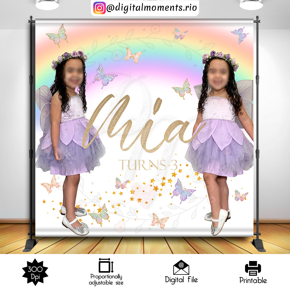 Buttlerflies 8x8 Custom Backdrop with 2 pictures, Digital file only