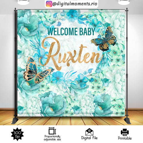 Butterflies Teal 8x8 2, events, custom, butterflies, 8x8, backdrop